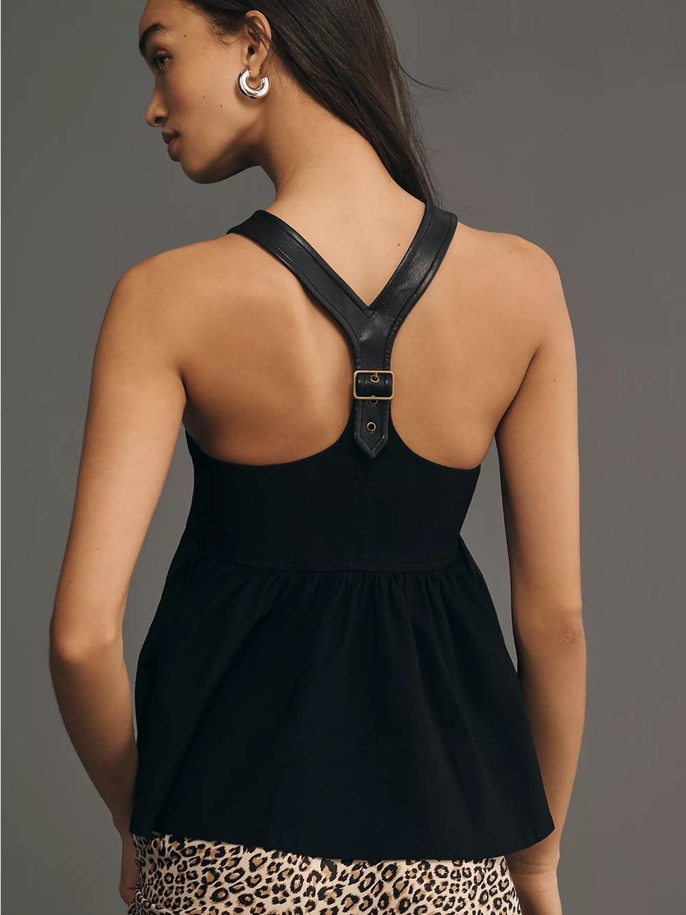 NWOT By Anthropologie Buckle Racer Back Babydoll Halter Top